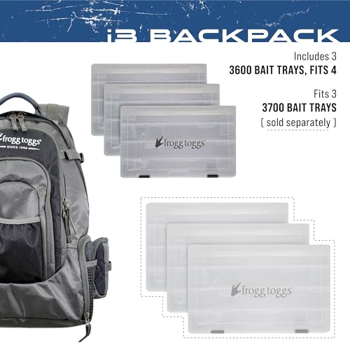 FROGG TOGGS i3 Fishing Backpack, Tackle Storage, Includes 3-3600 Bait Trays - color: Black