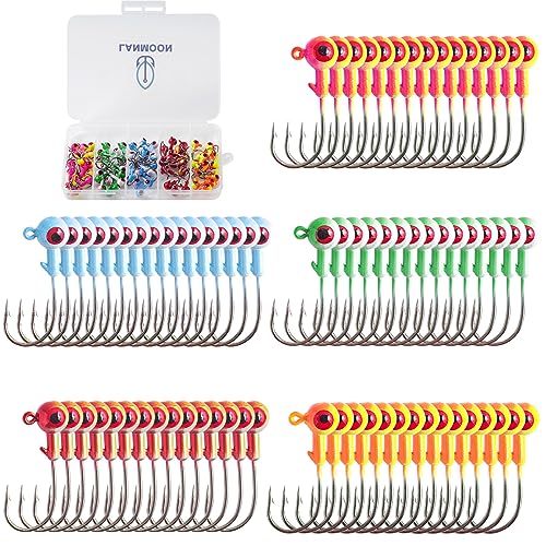 Crappie Jig Heads Kit, 75 Pieces Fishing Jig Head Hooks for Fishing Crappie Bass Trout Walleye 1/8oz 1/16oz 1/32oz - color: Fishing Jigs 75Pcs-1/16
