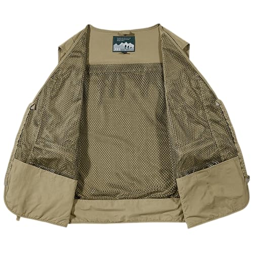 Men's & Youth Outdoor Fishing Vest,Khaki Work Safari Travel Photography Vests size 4XL,Family Matching Hiking Waistcoat