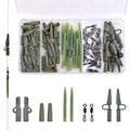 Carp Fishing Tackle Kit 100pcs Carp Fishing Terminal Tackle Set Safety Lead Clips Anti-Tangle Sleeve Quick Change Swivel Tail Rubber Carp Fishing Accessories with Box