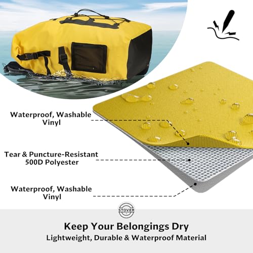 STOVER 5/10/25/30/40/55L Waterproof Dry Bag- Roll-Top Backpack w/Phone Case- Kayaking, Hiking, Camping, Boating- Men/Women - color: 55l Yellow (With Phone Case), size: 55L