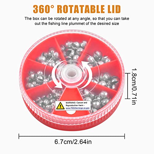 Split Shot Fishing Weights Kit, 4.23oz/Box Round Split Shot Fishing Sinkers Removable Small Fishing Egg Weights Fishing Gear Tackle 7 Sizes - color: 120g Red Box Kit (7sizes)