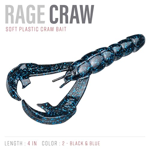 Strike King Rage Tail Craw - color: Black / Blue, size: 4 inch