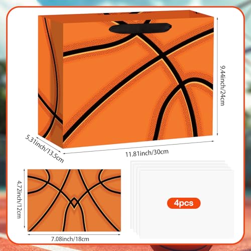 Hooqict Large Basketball Gift Bag Basketball Birthday Gift Wrap Bag with Handles, Tissue Paper, Greeting Cards for Kids Boys Men Sports Themed Goodie Treat Party Favors - color: Basketball