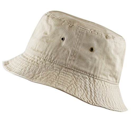 Cotton Bucket Hat Packable Sun Hat – Unisex Summer Travel Beach Fisherman Hat for Men Women Outdoor Fishing Hiking - color: Khaki, size: Large-X-Large