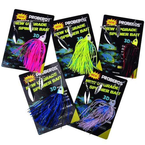 Spinnerbait Fishing Lure, Hard Metal Jig Spinner Baits Kits Swimbait for Bass Trout Pike Salmon Walleye Freshwater Saltwater 5pcs/Pack - color: Spinnerbait 5pcs/set 4, size: 3/8oz