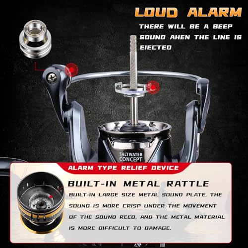 Saltwater Spinning Reel,13+1BB Ultra Smooth Saltwater Fishing Reels,Powerful Carbon Drag,CNC Aluminum Spool & Handle - color: tarnish&gold, size: 4000
