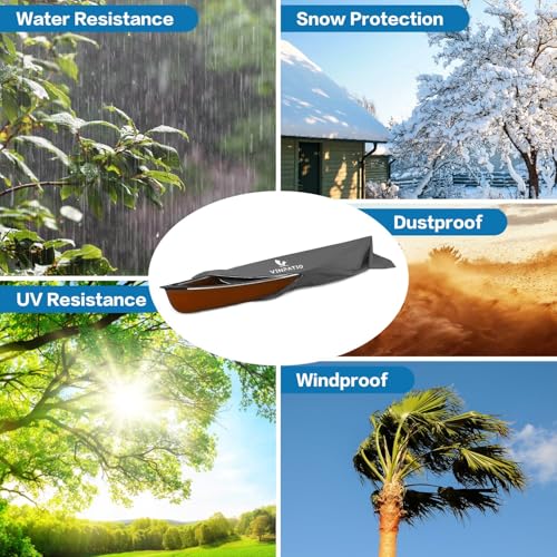Kayak Cover 600D, Waterproof Full Coverage Canoe Cover with Zipper, Kayak Covers for Outdoor Storage, Heavy-Duty UV Protection and Tear & Dust Resistant for 18 ft Fishing Boats & Paddle Boards - size: 18ft Long, 37inch Beam Width