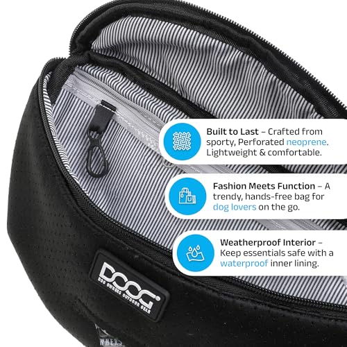 DOOG Neosport Dog Walking Fanny Pack - Waterproof Treat Pouch & Waste Bag Holder - Hands-Free Belt Bag for Training, Hiking & Outdoor Adventures - Black - color: Black