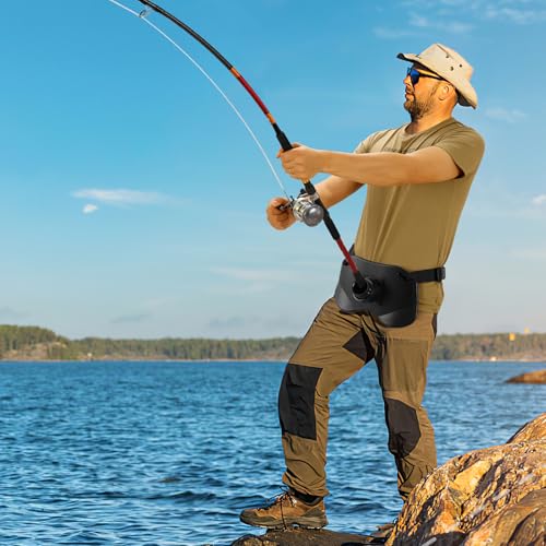 PELLOR 360°Adjustable Padded Fishing Fighting Belt Offshore Tackle Boat Fishing Rod Holder - color: Black