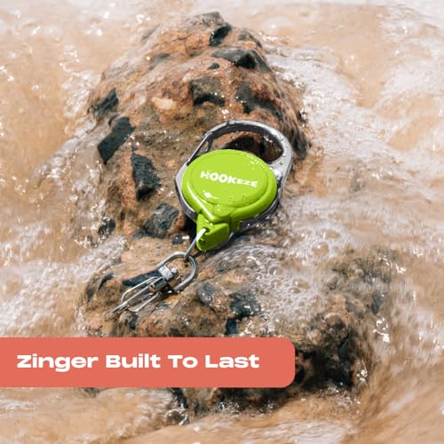 HOOK-EZE Fly Fishing Zinger Retractor for Anglers Vest, Pack of 3 - Fishing Gear and Equipment for Nippers, Forceps, Fly Float Ant, Belt Loops & Backpack - color: green