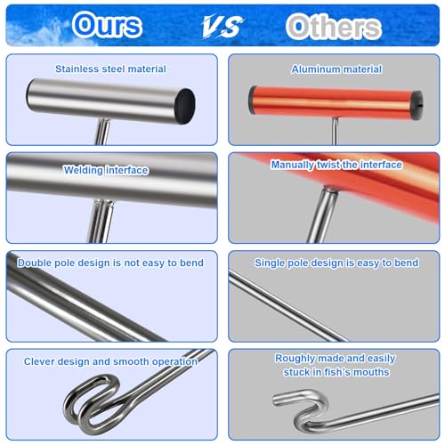 Stainless Steel Fishing Hook Remover，Dehooker Tool,Push/Pull Hook Remover，Anti-Lost Saltwater Dehooker Tool Shark Hook Remover - size: 17"