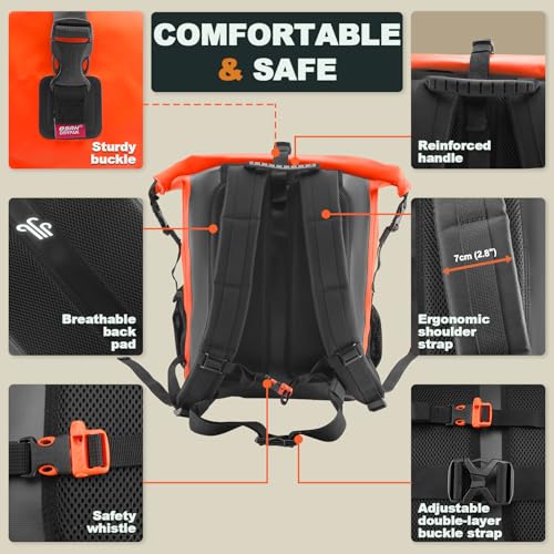 OSAH DRYPAK Waterproof Backpack Dry Bag 35L/55L/85L – Heavy Duty Roll-Top Hiking Backpack Sack Keeps Gear Dry for Travel, Kayaking, Boating, Camping, Rafting and Fishing - color: Orange, size: 85L