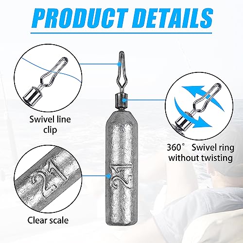 Fishing Drop Shot Weights Saltwater Fishing Sinkers Dropshot Fishing Sinker Skinny Pencil Shaped with Barrel Swivels Snagless Sinker Rig Fishing Weights for Freshwater Bass Fishing Lures - style: 3/16oz - 30pcs