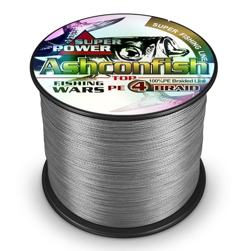 Ashconfish Braided Fishing Line- 4 Strands Super Strong PE Fishing Wire- 6lb to 100lb Test-100M/300M/500M/1000M(109Yards/328Yards/547Yards/1093Yards)-Abrasion Resistant - Zero Stretch-Multiple Colors - color: Gray, size: 10LB 0.14MM-547Yards
