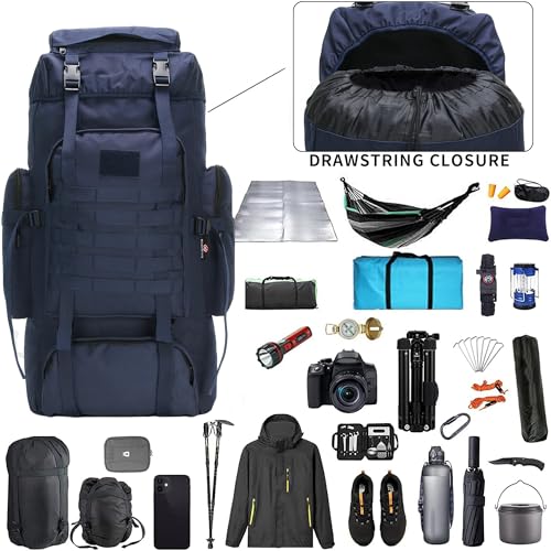 Hiking Backpack for Men 70L/100L Camping Backpack Military Rucksack Molle 3 Days Assault Pack for Climbing | Camping Backpack - color: 70l-navy