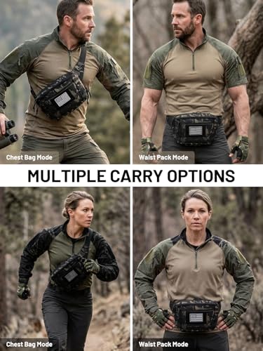 Tactical Sling Bag, Fanny Pack,2in1,CCW & EDC Shoulder Bag with MOLLE & Pistol Holster - 1000D Adjustable Strap for Outdoor Carry Men & Women - color: Camouflage
