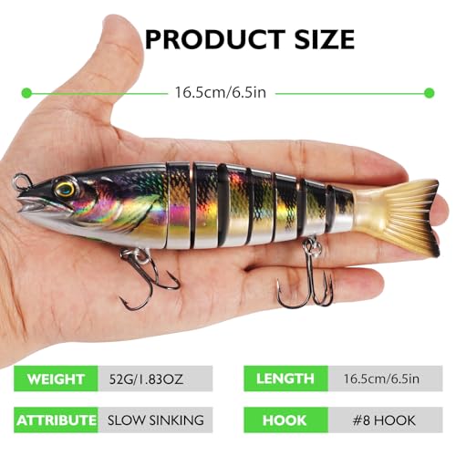 FONMANG SWIMPRO Swimbaits Northern Pike Fishing Lures,6.5in Glide Bait for Bass Fishing,3PCS Multi Jointed Swim baits, Musky Lures with 3D Holographic Bionic Finish, 2026 New