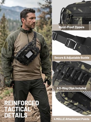 Tactical Sling Bag, Fanny Pack,2in1,CCW & EDC Shoulder Bag with MOLLE & Pistol Holster - 1000D Adjustable Strap for Outdoor Carry Men & Women - color: Camouflage