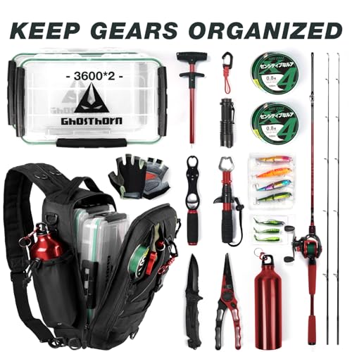 Ghosthorn Fishing Backpack Waterproof Tackle Bag Sling Bag Gift - color: Black, size: Large