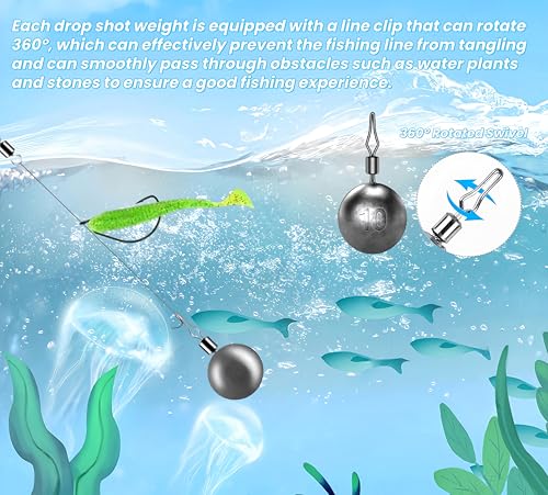 50Pcs Round Fishing Weights Sinkers Ball Fishing Weights Casting Drop Shot Sinkers Catfishing Sinkers Lead Weights Sinkers with Barrel Swivels for Saltwater Freshwater Fishing-(3.5-10g) - size: 3/8oz(10g)-40 Pack