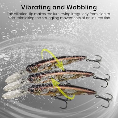 Pristis Minnow Fishing Lure, Long Casting Crankbait with Sharp Treble Hooks, Saltwater Freshwater Hard Bait Plug Set Tackle Kit with Precise Weight & Exquisite Coating for Crappie Bass Pike - color: Suspending-Pearl Silver