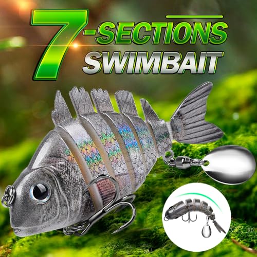 Crankbait Fishing Lure Pike Muskie Lures Lifelike Multi Jointed Swimbait Segement Hard Minnow Bait Treble Hook - color: HS078KLMON-5pcs/set