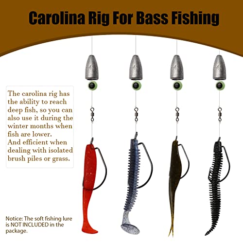 Dovesun 10/5PCS Ready Tied Carolina Rig Kit for Bass Fishing Catfish Rig Catfish Hook Kit with Bass Hooks, Swivel, Fluorocarbon Line, Weights - color: 5PCS, size: Size3/0 - Weight1/2oz