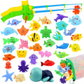 AUUGUU Magnetic Fishing Pool Toys Game, Water Table Bathtub Bath Toy - Pole Rod Floating Fish, Birthday Party Gifts for Toddler Age 3 4 5 6 Year Old, Kids Outdoor Toys - style: 2 fishing rods + fish