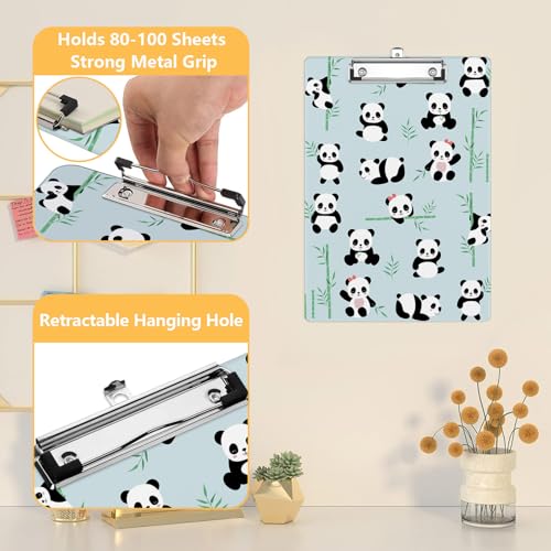 Cute Panda Clipboard, Decorative Clip Board with Metal Clip Cute Plastic Clipboards A4 Standard Size 8.5" x 12.5" for Nurses, Students, Office - color: Panda