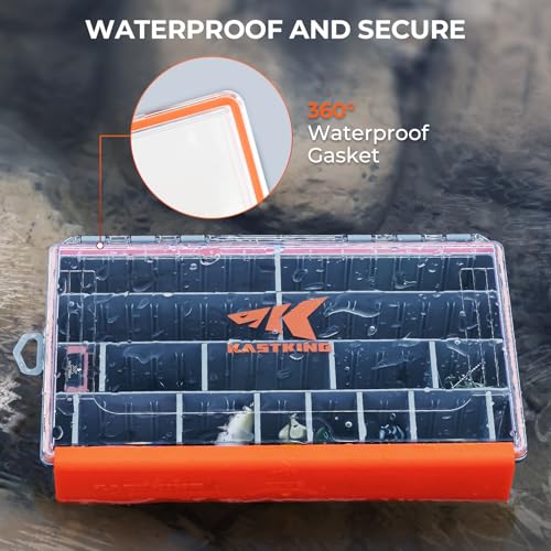 KastKing HyperSeal Waterproof Tackle Box, 3700 Deep Tackle Trays, Fishing Tackle Box Organizer With Removable Dividers, Fishing Gear & Fishing Accessories Storage, 1 Pack - size: 3700 Deep(1 Pack with compartment)