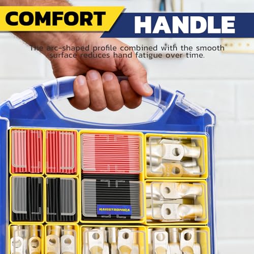 haisstronica 240PCS Tinned Copper Wire Lugs Kit,120PCS AWG 8 6 4 2 0 00 Heavy Duty Battery Cable Lug Ends Ring Terminal Connectors,Electrical Eyelets with 120PCS 3:1 Heat Shrink Tubing - color: Tinned Copper, size: 240 PCS