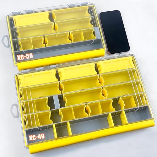 Waterproof Fishing Tackle Box, XC49/XC50 Deep Tackle Trays Fishing Plastic Box Organizer with Adjustable Dividers Transparent Fishing Gear & Accessories Storage Box for Saltwater Freshwater Fishing - style: XC-50 (10.83"x7.19"x7.15")-1pc