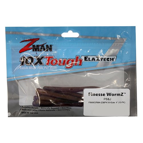 Z-MAN Finesse WormZ 4 Inch Soft Plastic Worm - style: Pb & J