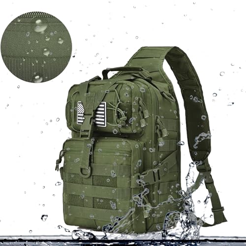 HAOMUK Tactical Sling Bag Pack Military Rover Shoulder Sling Backpack EDC Molle Assault Range Bag - color: Green