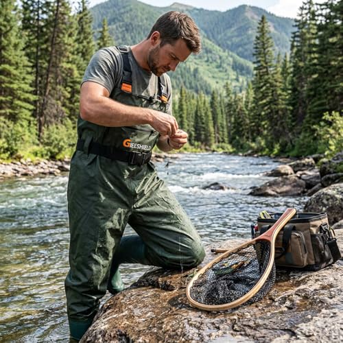 Waterproof Bootfoot Chest Waders – Lightweight 2-Ply Nylon/PVC for Fishing & Hunting with Boot Hanger - size: M9/W11