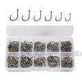 300pcs Small Fishing Hooks Black High Carbon Fishing Hooks Set 6 Sizes with a Plastic Box - color: 300pcs