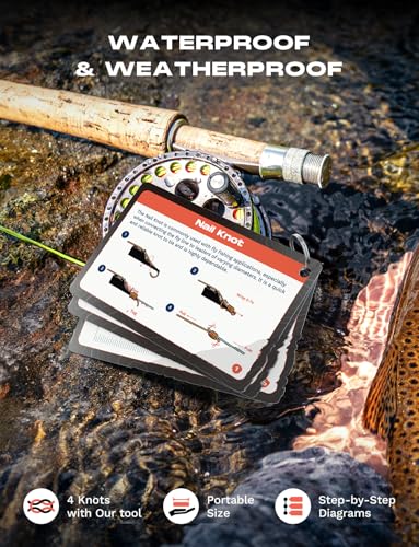 HOOK-EZE Fishing Nail Knot Tying Tool Combo|Includes Waterproof Pocket Guide, Nail Knot Tying Tool with Hook Cleaner, Zinger Retractor|Fly Fishing Accessories Fishing Gifts & Stocking Stuffers for Men - color: Black