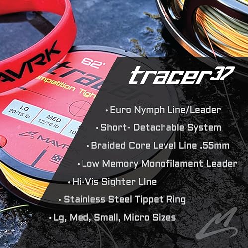MAVRK USA Fly Fishing Line | Euro Nymph & Floating Lines | Level ESN Mono & Weight Forward Designs | High Visibility, Low Stretch, Freshwater Trout - color: Tracer 37, size: Micro