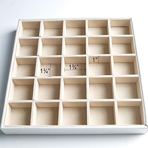 Frebeauty Earring Organizer Classic Jewelry Box 50 Slots Double Layer Jewelry Storage Case with 6 Necklace Hook and Bracelet Pocket(Pearl White) - color: White