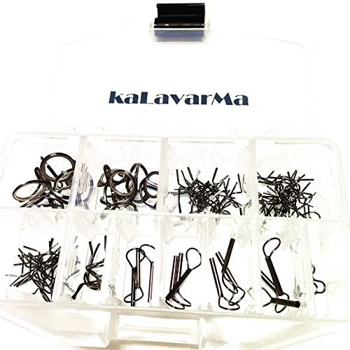 Kalavarma Fly Fishing Rod Repair Guide Kit Classic Fly Rod Wire Loop Fly Tops Sliver,Black,Gun Smoke Color - color: Grey