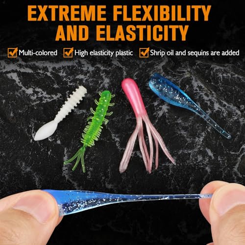 Dovesun Crappie Lures with Jig Heads Kit, Soft Plastic Grubs-Tube Baits 1/8oz 1/16oz 1/32oz Crappie Jigs Walleye Trout Bass Crappie Baits 95-120pcs - color: A-110PCS-Crappie Lures(small)