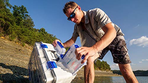 Flambeau Outdoors 4000WPBC Tackle Box - HD Waterproof Tackle Satchel System, 2 Removable Waterproof Tuff Tainers, Floating Satchel, Fishing Tackle & Gear Storage, Zerust Anti-Rust Dividers, Gray/Clear - size: 4000 Series, style: With Base Cage