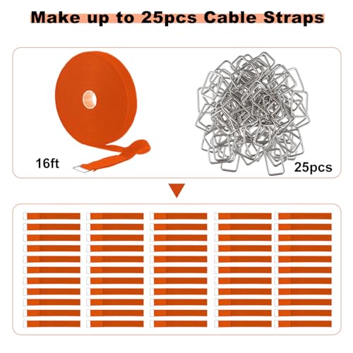 YMCRLUX 1"x16ft Hook and Loop Straps with 25 Metal Buckles, Adjustable Fastening Cable Straps, Cut-to-Length Cinch Strap, Reusable Nylon Securing Cord Ties for Organizer or Storage, 1 inch Wide,Orange - size: 1in x 16ft Orange