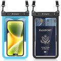 Rynapac Large Waterproof Phone Pouch [Up to 8.5"] - 2 Pack IPX8 Waterproof Phone Case for iPhone 17 16 15 Pro Max Galaxy S26 Ultra, Touchscreen & Underwater Photography, Beach Cruise Essentials 2026 - color: [Blue + Black] Large Waterproof Phone Pouch, si