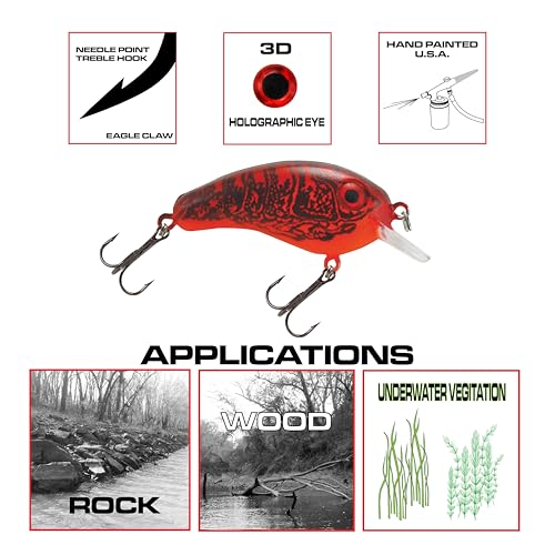 Luck E Strike Crappie Magic Crankbait (2 Inch Crappie Lure) Made in The USA - color: CHILI BOWL
