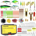 TRUSCEND Complete Fishing Accessories - Tackle Box with Tackle Included, Fishing Hooks, Jig Heads, Sinkers, Weights, Swivels, Snaps, Bobbers, Leaders - Fishing Gear Set for Bass Trout Panfish Walleye - color: E-128pcs Lures Kit