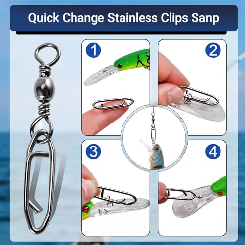 QISHUO High Strength Fishing Swivels Stainless Clips Steel Snap Swivels Barrel Connector Saltwater Swivel Fishing Rolling Black Nickel - size: Size 1+L (77lb) 25 pcs