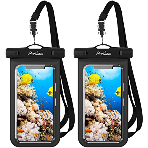 ProCase 2 Pack Waterproof Phone Pouch Case, 7" Universal Underwater Cellphone Dry Bag for iPhone 17 Air 16 15 14 13 Pro Plus Max 12 11, Galaxy S24 S23 S22 Ultra Pixel -Black - color: Black