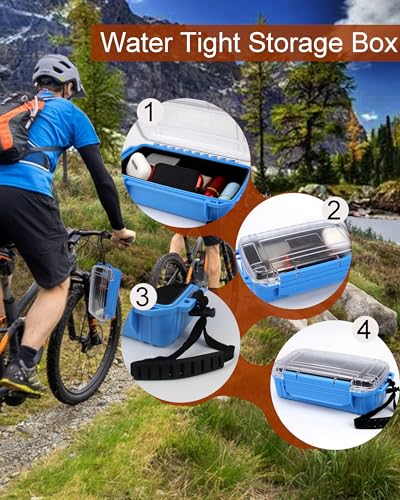 Waterproof Dry Box Waterproof Storge Container Small Water Proof Drybox for Kayaking Boat Dry Box Blue Protective Case, 8.5" L x 5" W x 2.8" H
